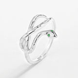 Layer Winding Snake Head Shape Couple Ring Sterling Silver Anniversary