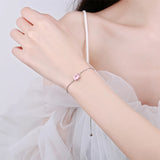 Pink Baguette Diamond Bracelet Crystal Silver Jewelry