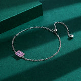Pink Baguette Diamond Bracelet Crystal Silver Jewelry