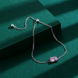 Pink Baguette Diamond Bracelet Crystal Silver Jewelry