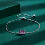 Pink Baguette Diamond Bracelet Crystal Silver Jewelry