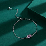 Pink Baguette Diamond Bracelet Crystal Silver Jewelry