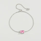 Pink Baguette Diamond Bracelet Crystal Silver Jewelry