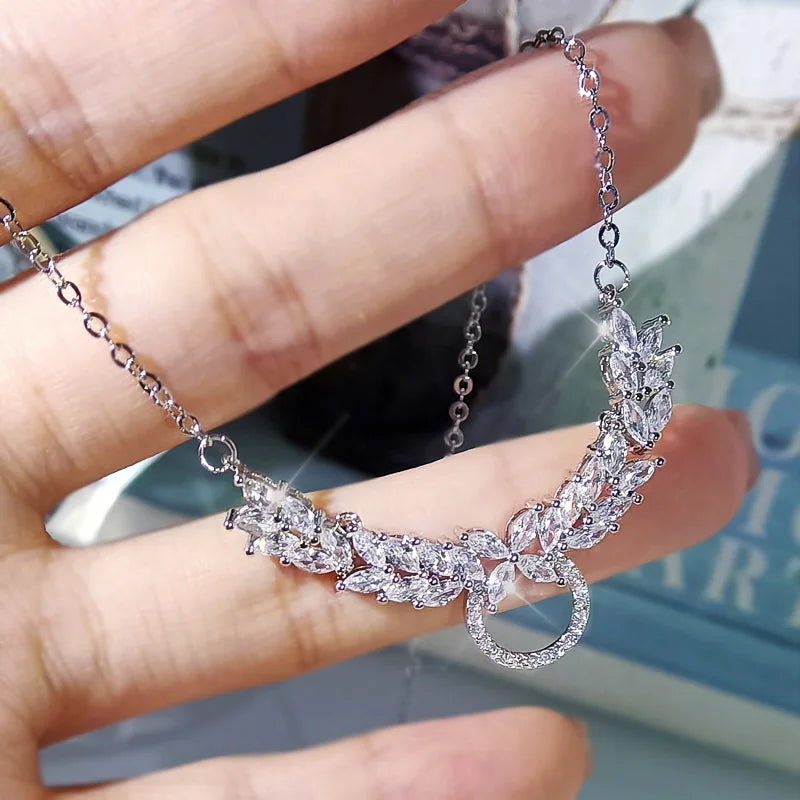 Sterling Silver Zircon Pendant Necklace for Women