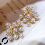 Freshwater Pearl Stud Earrings Women DIY Craft Jewelry