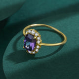Amethyst Ring S925 Silver Cz Diamond Crystal Zircon Engagement Wedding Gift