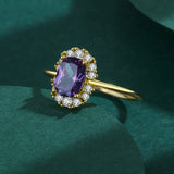 Amethyst Ring S925 Silver Cz Diamond Crystal Zircon Engagement Wedding Gift