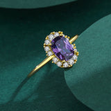 Amethyst Ring S925 Silver Cz Diamond Crystal Zircon Engagement Wedding Gift