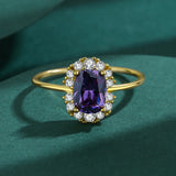 Amethyst Ring S925 Silver Cz Diamond Crystal Zircon Engagement Wedding Gift
