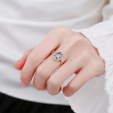 Amethyst Ring S925 Silver Cz Diamond Crystal Zircon Engagement Wedding Gift