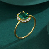 Emerald Ring S925 Silver Green Zircon Wedding Band
