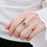 Emerald Ring S925 Silver Green Zircon Wedding Band