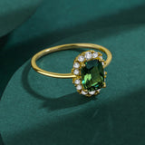 Emerald Ring S925 Silver Green Zircon Wedding Band