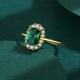 Emerald Ring S925 Silver Green Zircon Wedding Band