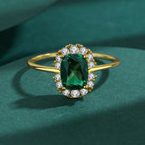 Emerald Ring S925 Silver Green Zircon Wedding Band