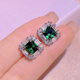 Emerald Square Diamond Pendant Necklace Set