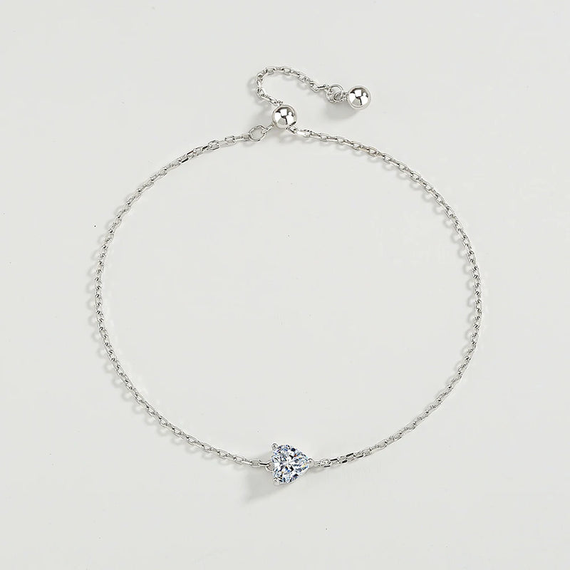 Heart Shape Bracelet Love Sterling Silver Diamond Engagement Wedding