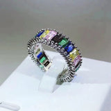 Rainbow Sparkling Adjustable Couple Ring Crystal Diamonds Engagement Gift