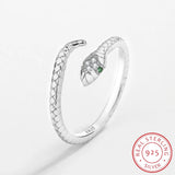 Snake Head Shape Couples Rings Emerald Diamond Original Sterling Silver