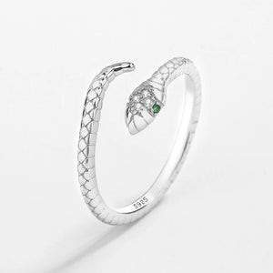 Snake Head Shape Couples Rings Emerald Diamond Original Sterling Silver