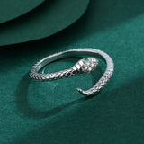 Snake Head Shape Couples Rings Emerald Diamond Original Sterling Silver