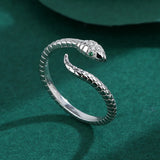 Snake Head Shape Couples Rings Emerald Diamond Original Sterling Silver