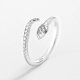 Snake Head Shape Couples Rings Emerald Diamond Original Sterling Silver