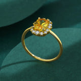 Citrine Ring Real S925 Silver Baguette Crystal Diamond Engagement
