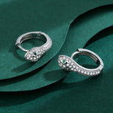 Diamond Snake Head Shape Earring Animal Emerald Sterling Silver Gift