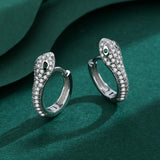 Diamond Snake Head Shape Earring Animal Emerald Sterling Silver Gift
