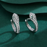 Diamond Snake Head Shape Earring Animal Emerald Sterling Silver Gift