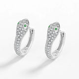 Diamond Snake Head Shape Earring Animal Emerald Sterling Silver Gift