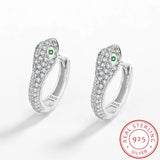 Diamond Snake Head Shape Earring Animal Emerald Sterling Silver Gift