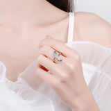 Emerald Snake Head Couples Ring Sterling Silver Wedding Jewelry