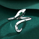 Emerald Snake Head Couples Ring Sterling Silver Wedding Jewelry