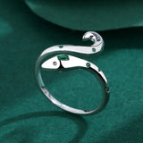 Emerald Snake Head Couples Ring Sterling Silver Wedding Jewelry