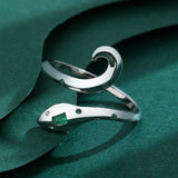 Emerald Snake Head Couples Ring Sterling Silver Wedding Jewelry