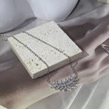 Leaves Flowers Chain Pendant Necklace For Women Diamond Crystal Gift Jewelry