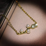 Pearl Rose Pendant Necklace - Real Silver Plate