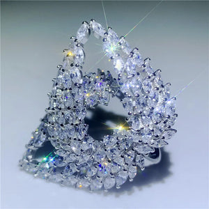 S925 Silver Marquise Cut CZ Wing Feather Ring