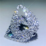 S925 Silver Marquise Cut CZ Wing Feather Ring
