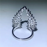 S925 Silver Marquise Cut CZ Wing Feather Ring