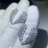 S925 Silver Marquise Cut CZ Wing Feather Ring
