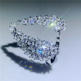 S925 Silver Marquise Cut CZ Wing Feather Ring