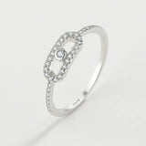 Sterling Silver Diamond Bead Ring - Gift for Girlfriend