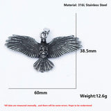Men's 316L Stainless-Steel Angel Skull Pendant Necklace for Teens