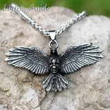 Men's 316L Stainless-Steel Angel Skull Pendant Necklace for Teens
