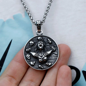 Men's 316L Stainless-Steel Skull Pendant Necklace Punk Biker Jewelry