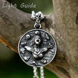 Men's 316L Stainless-Steel Skull Pendant Necklace Punk Biker Jewelry