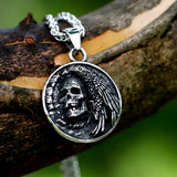 Men's Stainless Steel Skull Head Pendant Necklace Vintage Retro Jewelry